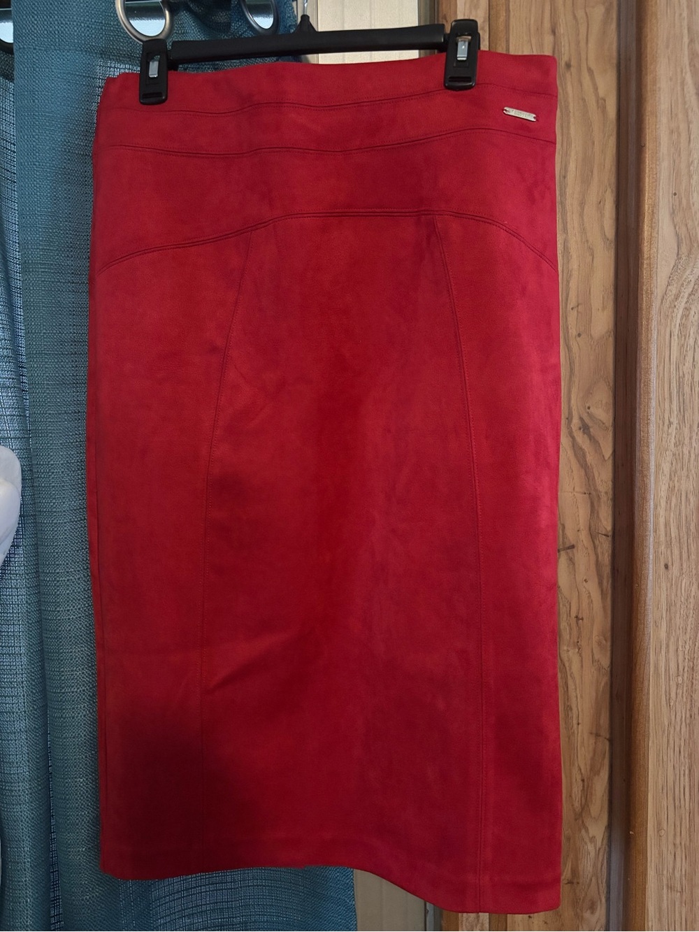 Red Suede Pencil Skirt